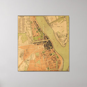 Lienzo Mapa de Phnom Penh, Camboya (circa 1920)