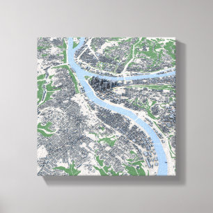 Lienzo Mapa de Pittsburgh City Pennsylvania