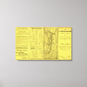 Lienzo Mapa de Pittsburgh y del ferrocarril occidental
