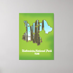 Lienzo Mapa de polonia del parque nacional de Białowieża