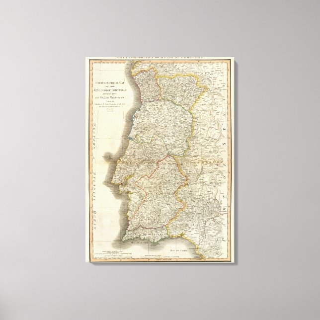Lienzo Mapa de Portugal (Anverso)