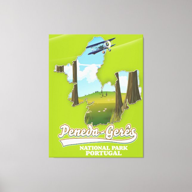 Lienzo Mapa de Portugal del parque nacional Peneda-gerês (Anverso)