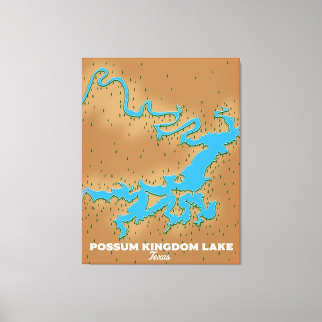 Lienzo Mapa de Possum Kingdom Texas (Anverso)