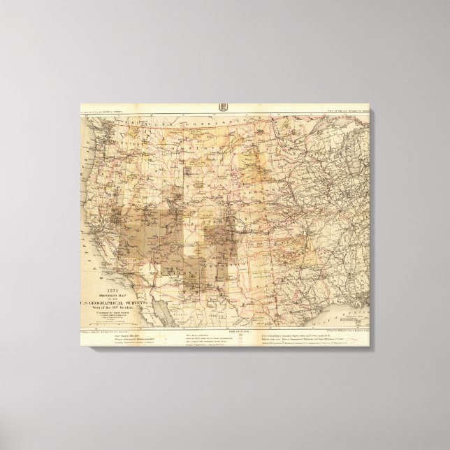 Lienzo Mapa de progreso de las encuestas geográficas de E (Anverso)
