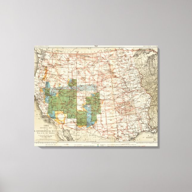 Lienzo Mapa de progreso de las encuestas geográficas de l (Anverso)