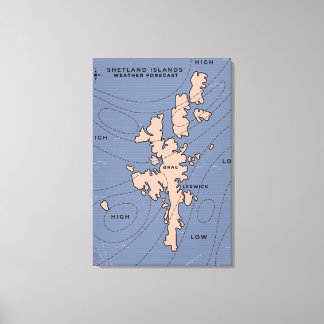 Lienzo Mapa de pronóstico del tiempo de las Islas Shetlan