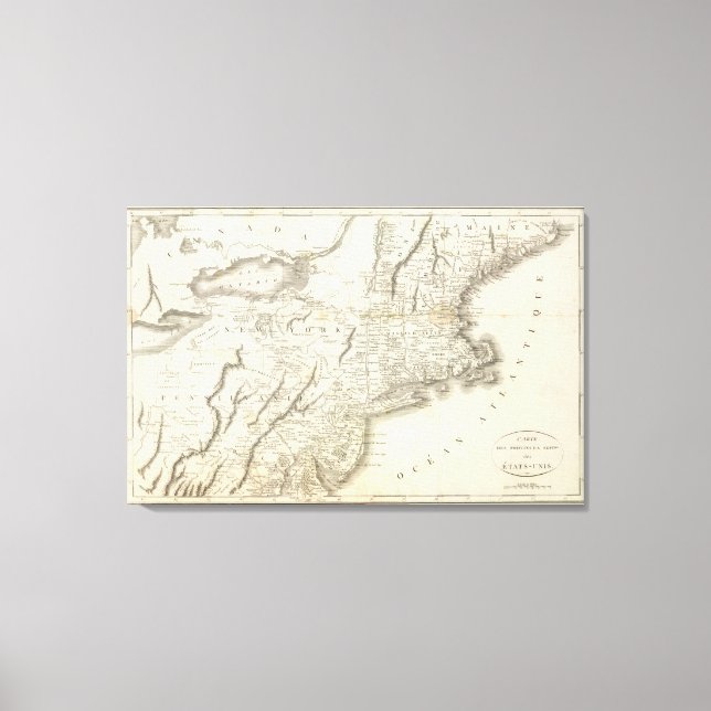 Lienzo Mapa de provincias de Estados Unidos (Anverso)