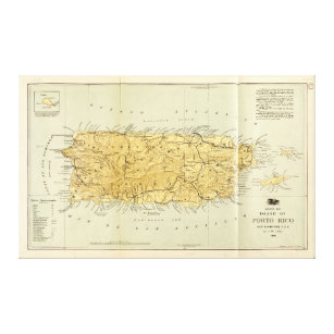 Lienzo Mapa de Puerto Rico (Oporto RIco) circa 1898