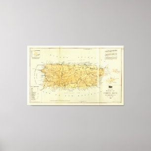 Lienzo Mapa de Puerto Rico (Oporto RIco) circa 1898