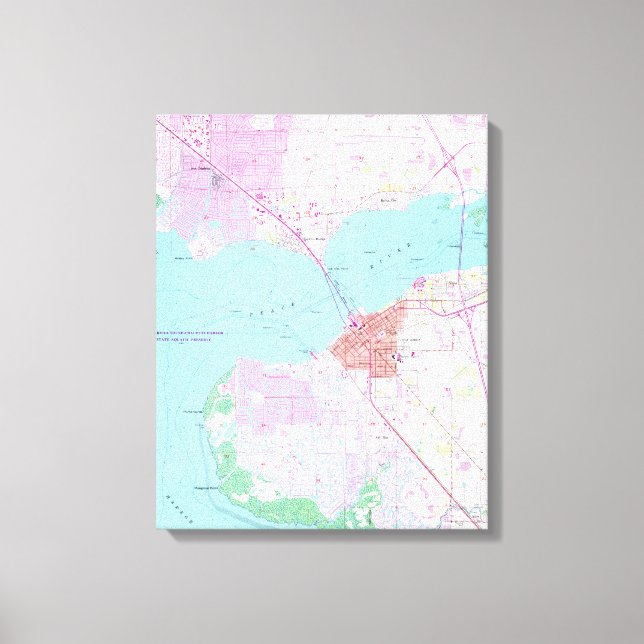 Lienzo Mapa de Punta Gorda y Port Charlotte Florida (1957 (Anverso)