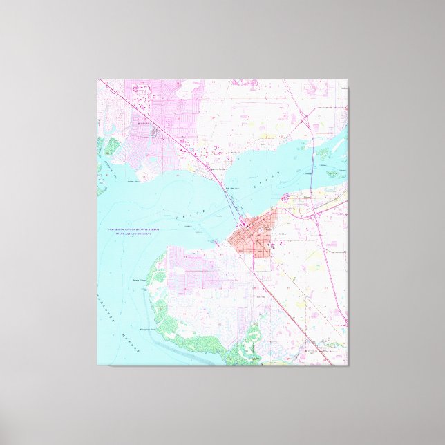 Lienzo Mapa de Punta Gorda y Port Charlotte Florida (1957 (Anverso)