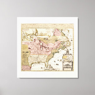 Lienzo Mapa de Quebec Nueva Francia América por franceses