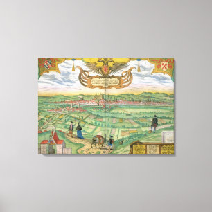 Lienzo Mapa de Regensburg, de 'Civitates Orbis Terrarum'