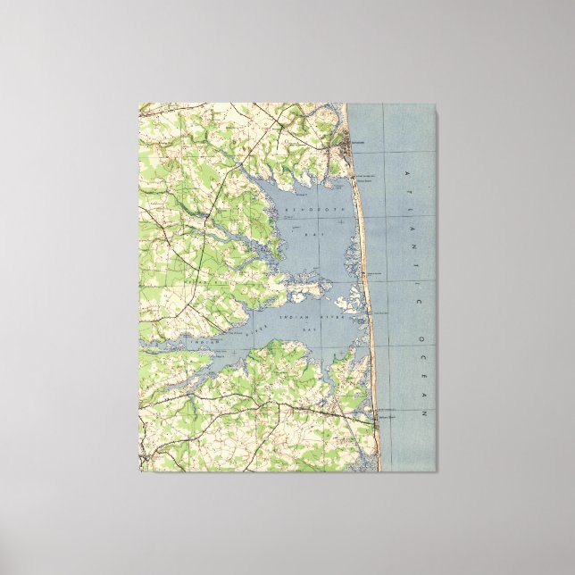 Lienzo Mapa de Rehoboth y Bethany Beach DE (1944) (Anverso)