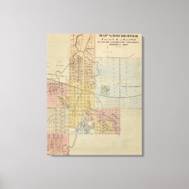 Lienzo Mapa de Rochester, Minnesota (Anverso)