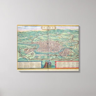 Lienzo Mapa de Roma, de 'Civitates Orbis Terrarum' por Ge
