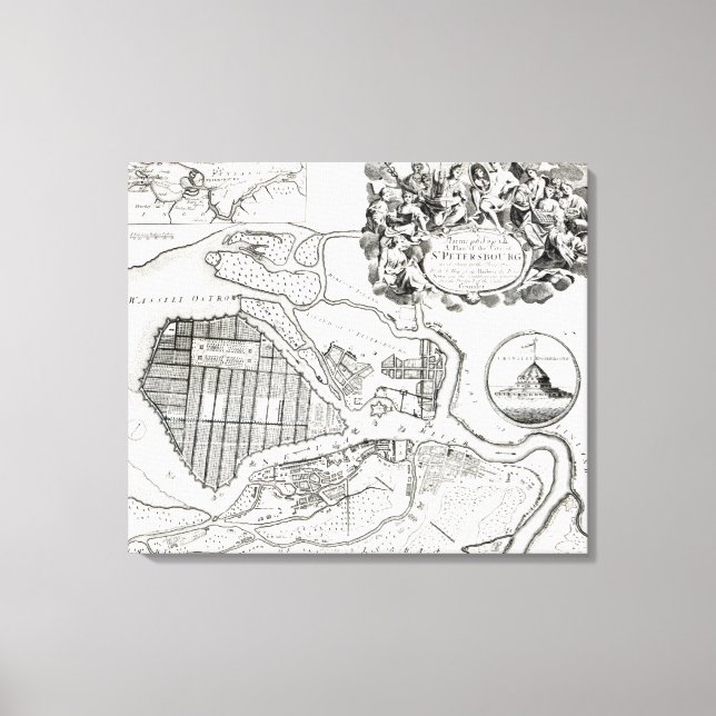 Lienzo Mapa de San Petersburgo (Anverso)