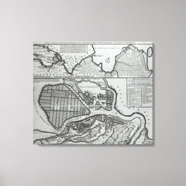 Lienzo Mapa de San Petersburgo, c.1750 (Anverso)