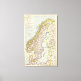 Lienzo Mapa de Schweden, Noruega - Suecia y Noruega