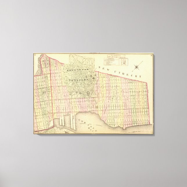 Lienzo Mapa de Sec 6 Brooklyn (Anverso)
