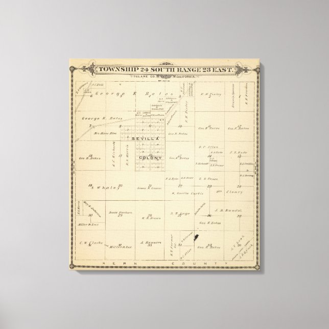 Lienzo Mapa de sección del condado de Tulare T24S R23E (Anverso)