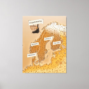 Lienzo Mapa De Sepia De Escandinavia