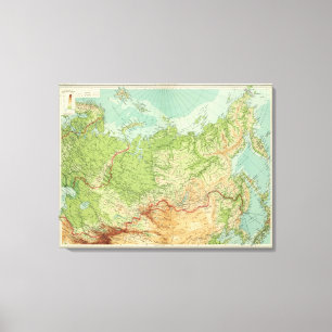 Lienzo Mapa de Siberia con rutas de navegación