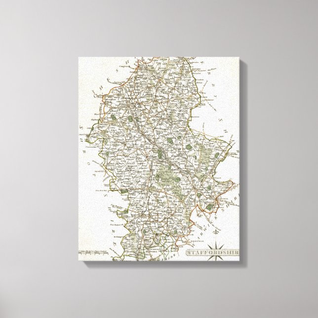 LIENZO MAPA DE STAFFORDSHIRE, 1793 (Anverso)