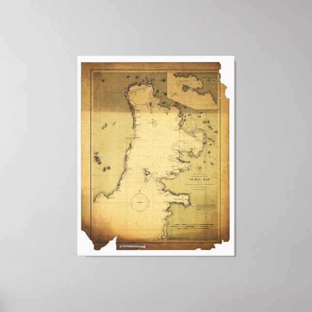 Lienzo Mapa de Subig (Subic) Bay Luzon Philippines 1902 (Anverso)