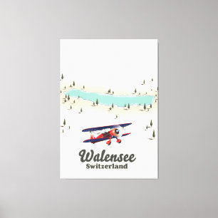 Lienzo mapa de suiza del lago Walensee