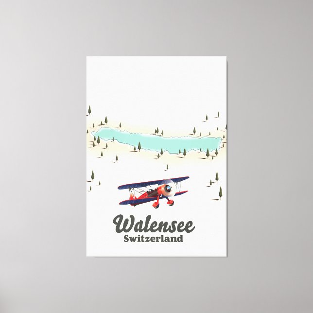Lienzo mapa de suiza del lago Walensee (Anverso)