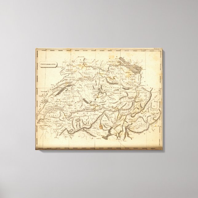 Lienzo Mapa de Suiza por Arrowsmith (Anverso)