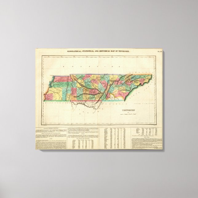 Lienzo Mapa De Tennessee (Anverso)