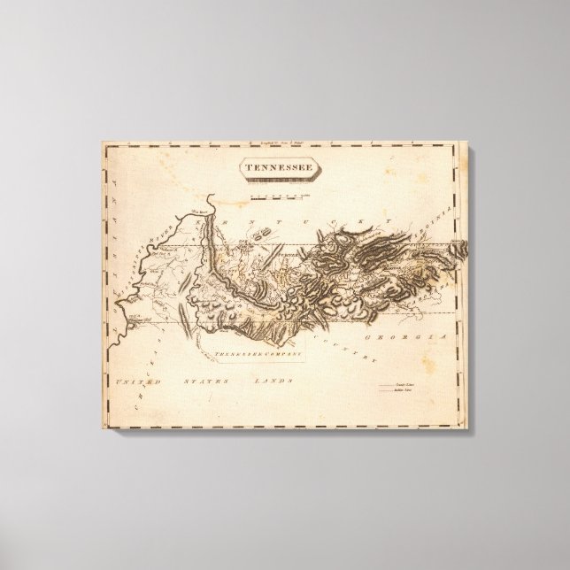 Lienzo Mapa de Tennessee por Arrowsmith (Anverso)