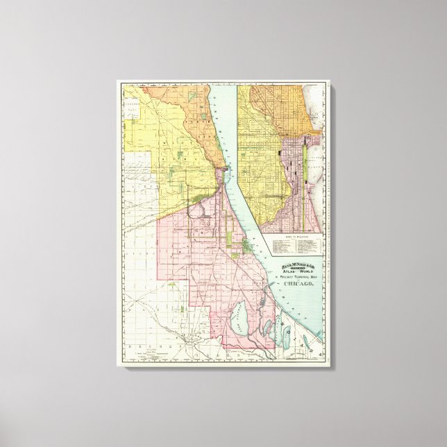 Lienzo Mapa de terminales ferroviarias de Chicago (Anverso)
