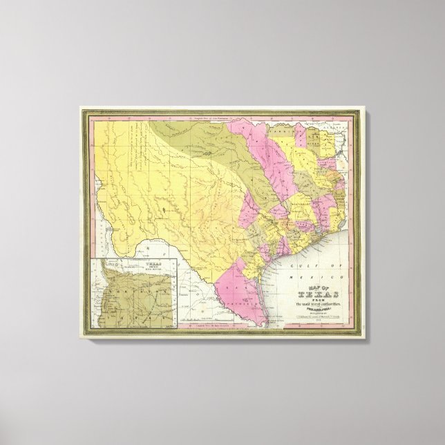 Lienzo Mapa De Texas (Anverso)