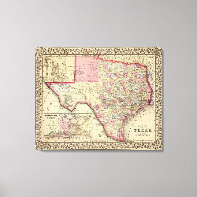 Lienzo Mapa de Texas por Mitchell (Anverso)