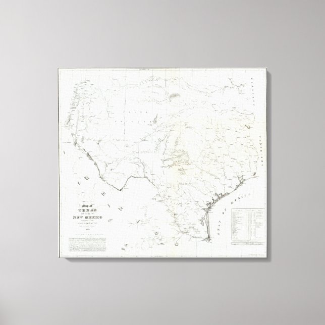 Lienzo Mapa de Texas y parte de Nuevo México (Anverso)