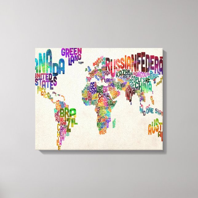 Lienzo Mapa de texto del mundo (Anverso)