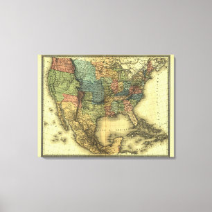 Lienzo Mapa de Thunot Duvotenay de 1848: Etats-Unis y Mex
