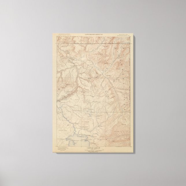 Lienzo Mapa de Topografía, Yellowstone National Part, Wyo (Anverso)