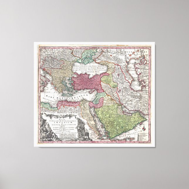 Lienzo Mapa de Turquía de 1730 (Imperio Otomano)