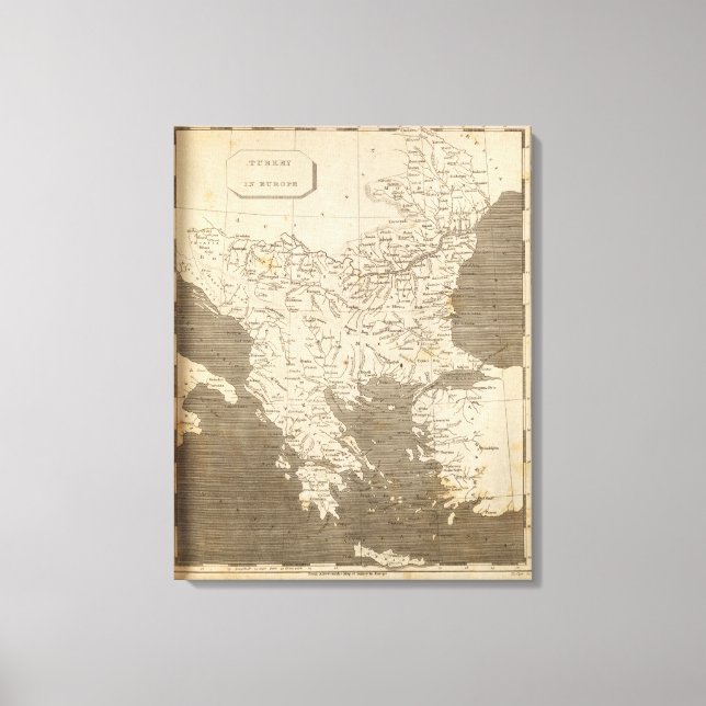 Lienzo Mapa de Turquía en Europa por Arrowsmith (Anverso)