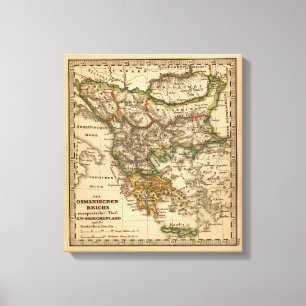 Lienzo Mapa de Turquía y Grecia