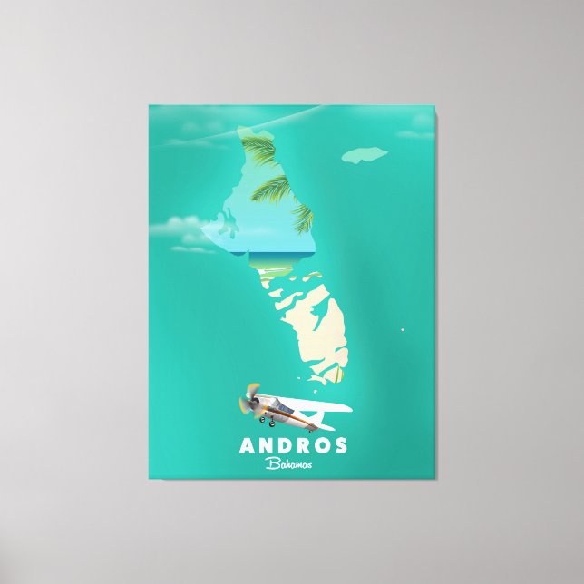 Lienzo Mapa de vacaciones de Andros Bahamas. (Anverso)