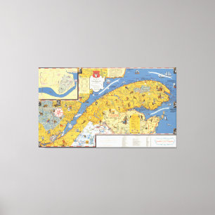 Lienzo Mapa de Vacanes, Quebec, Gaspesie (Canadá)