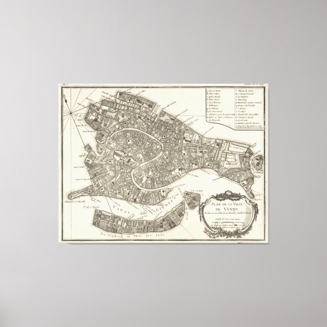 Lienzo Mapa de Venecia Italia (1764) (Anverso)