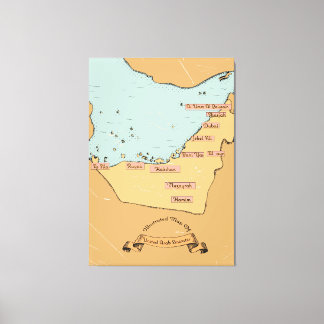 Lienzo Mapa de viaje antiguo de Bahrein