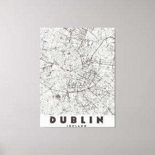 Lienzo Mapa de viaje antiguo de Dublín Irlanda