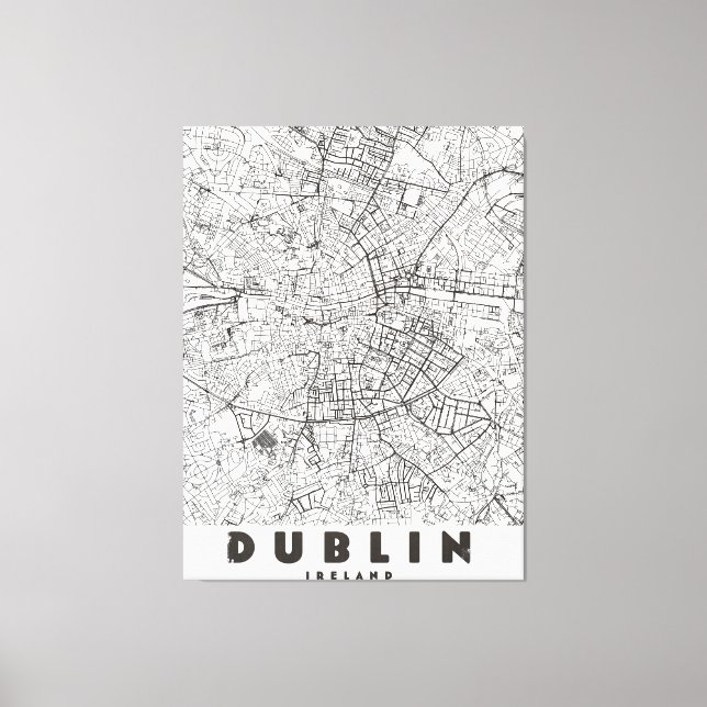 Lienzo Mapa de viaje antiguo de Dublín Irlanda (Anverso)